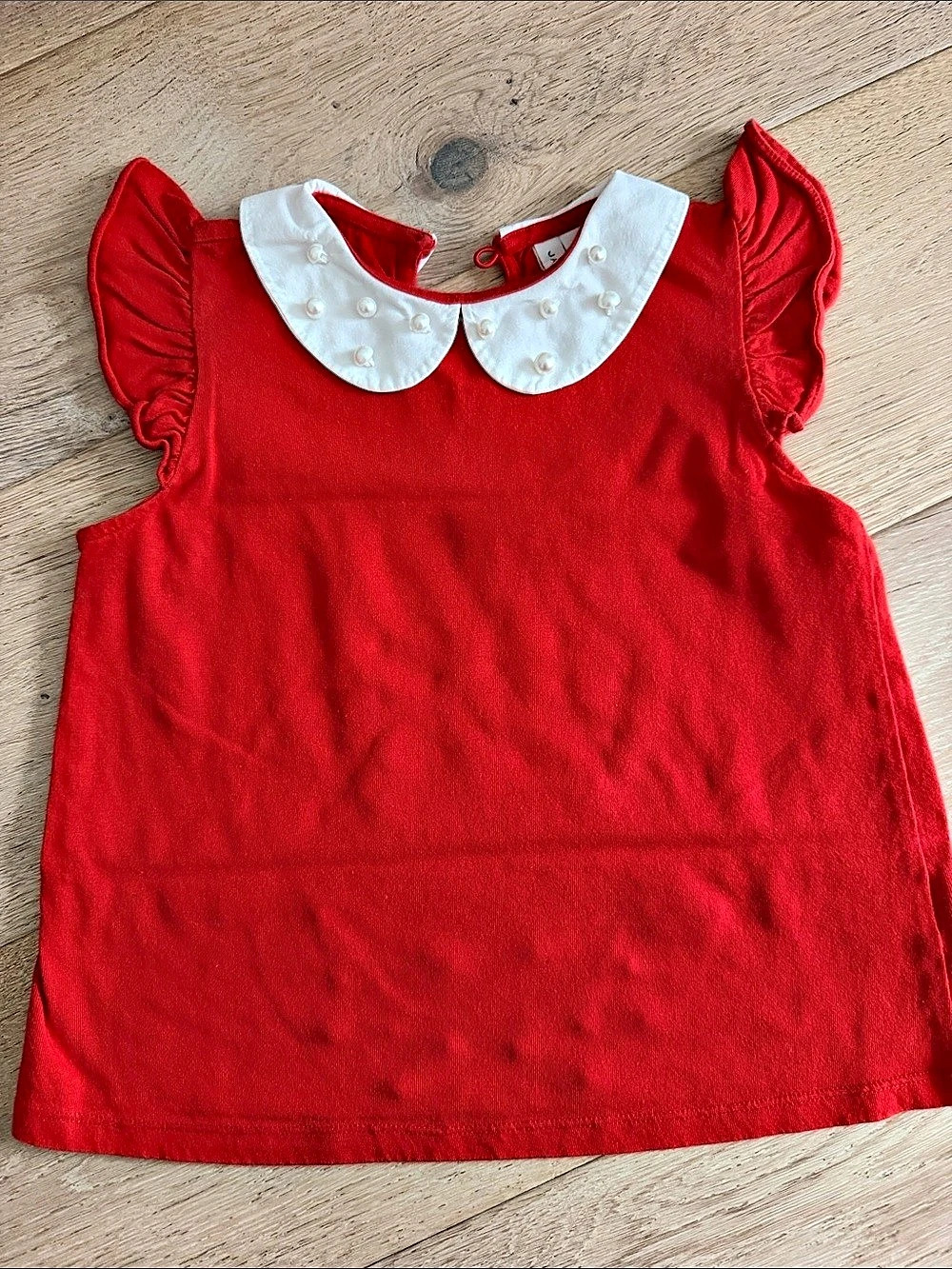 Janie and Jack Girls Red & White Peter Pan Collar Blouse